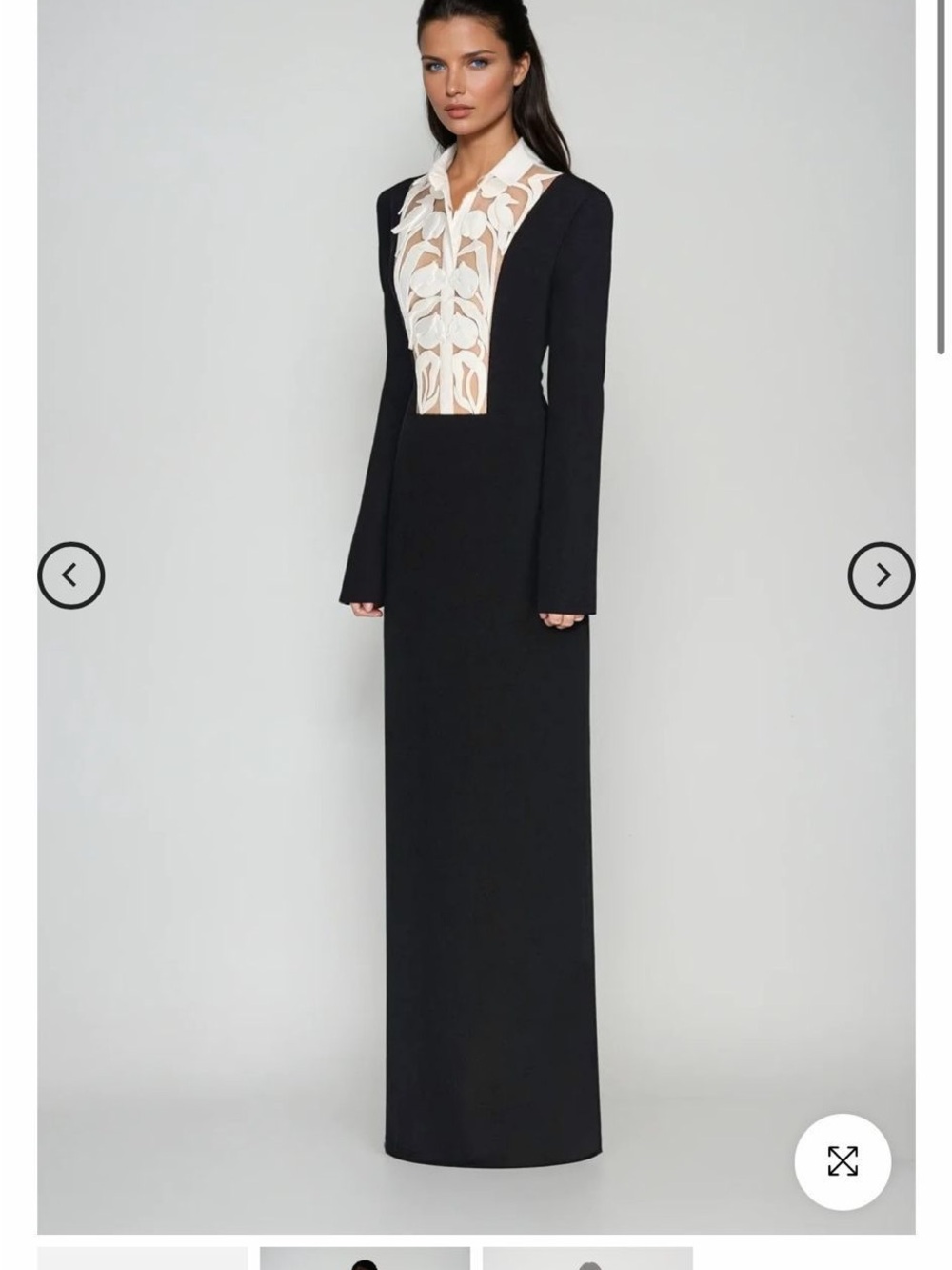 Innovare Denim
 Black Maxi Dress with Cream Embroidered collar